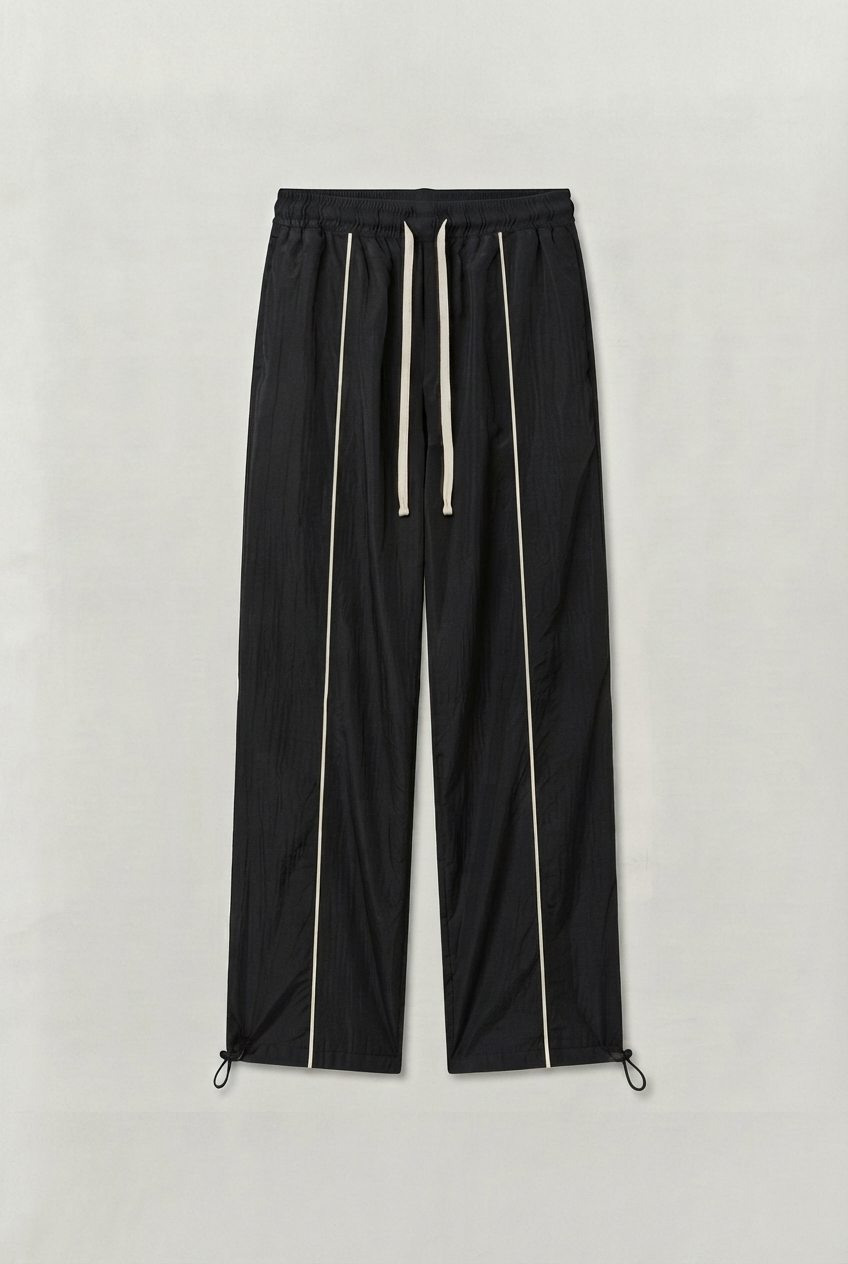 Black Comfort Trouser White Piping - D29