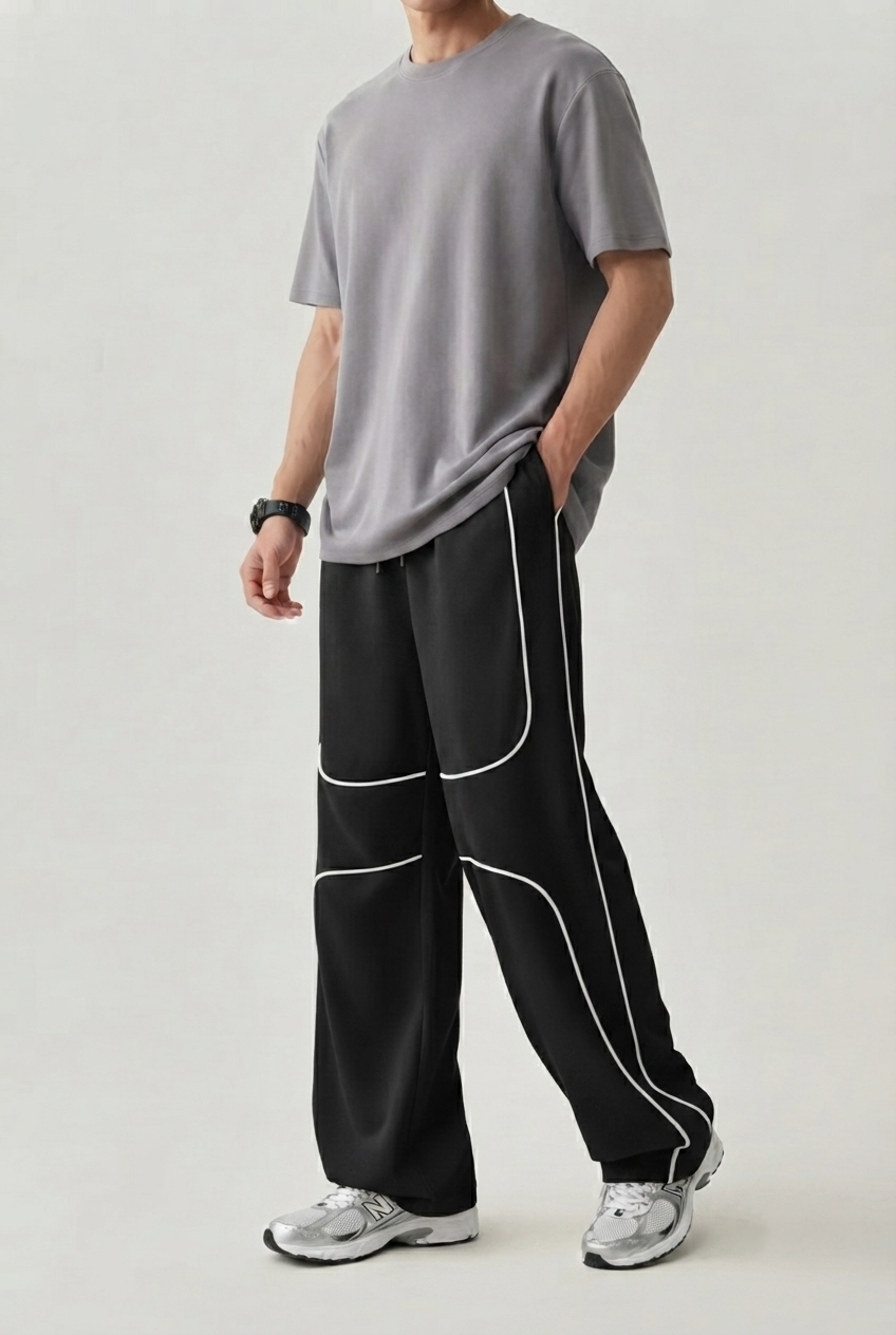 MEN's LOOSE FIT TROUSER - BLACK D6