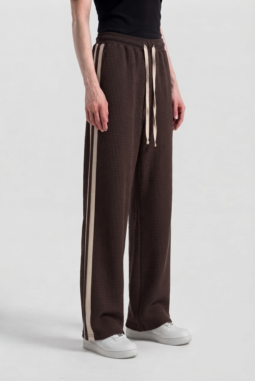 Brown Comfort Trouser White Piping - D30
