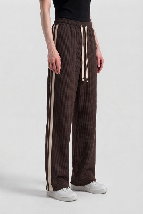 Brown Comfort Trouser White Piping - D30